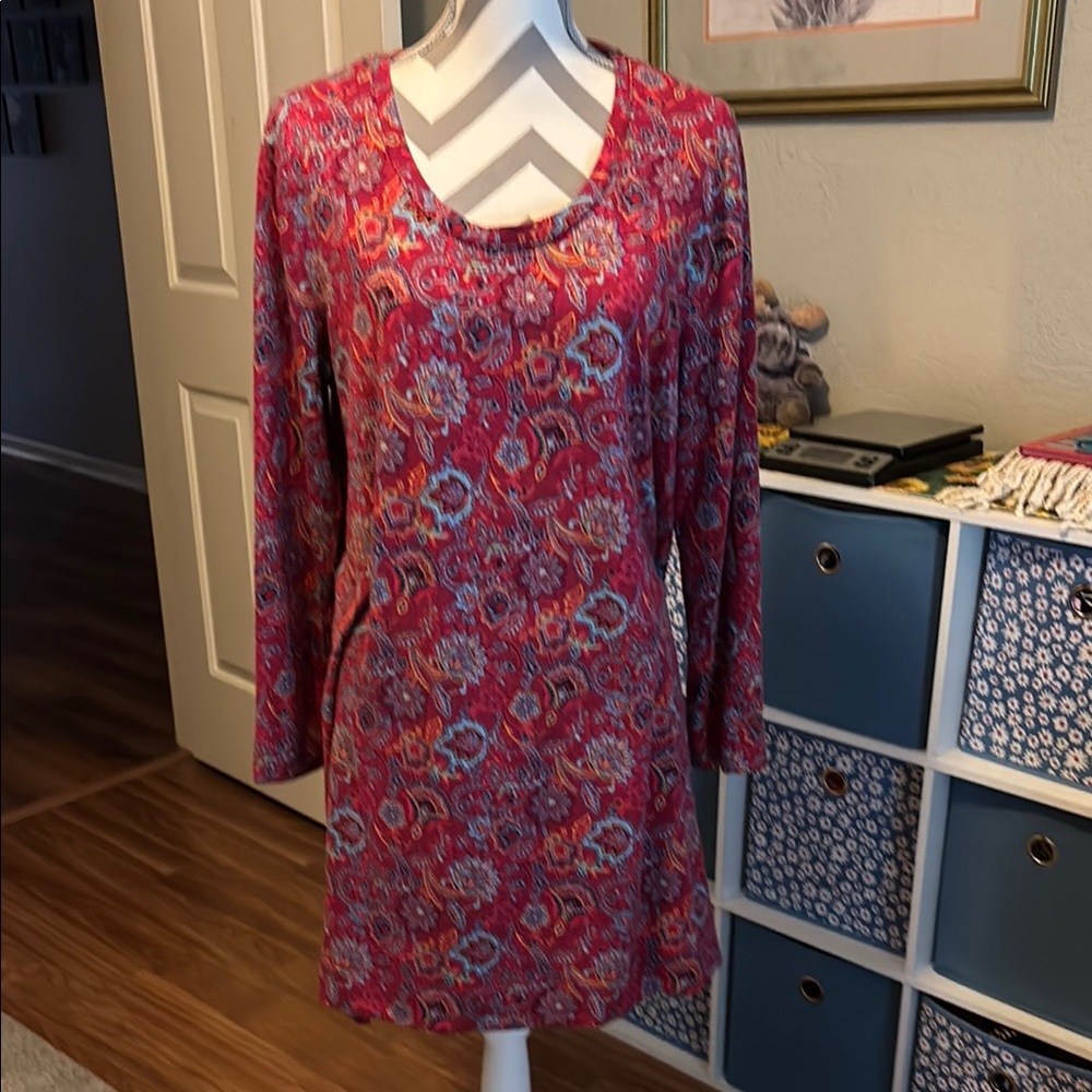 Jockey Vibrant Red Floral Long Sleeve Pajamas